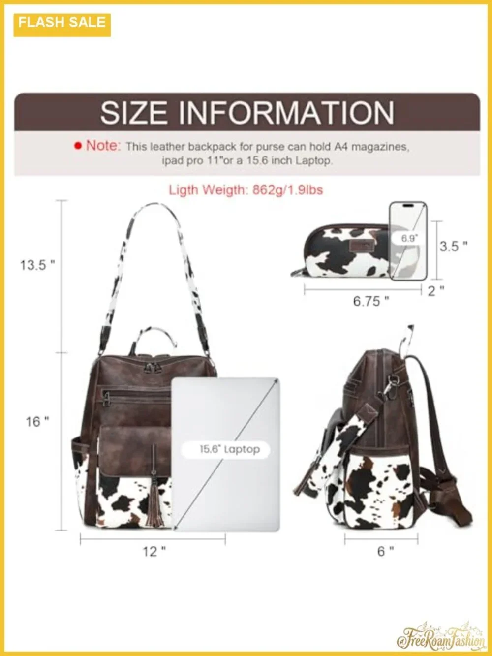 PU Leather Women's Backpack Purse with Tassel, Large Capacity Travel Daypack